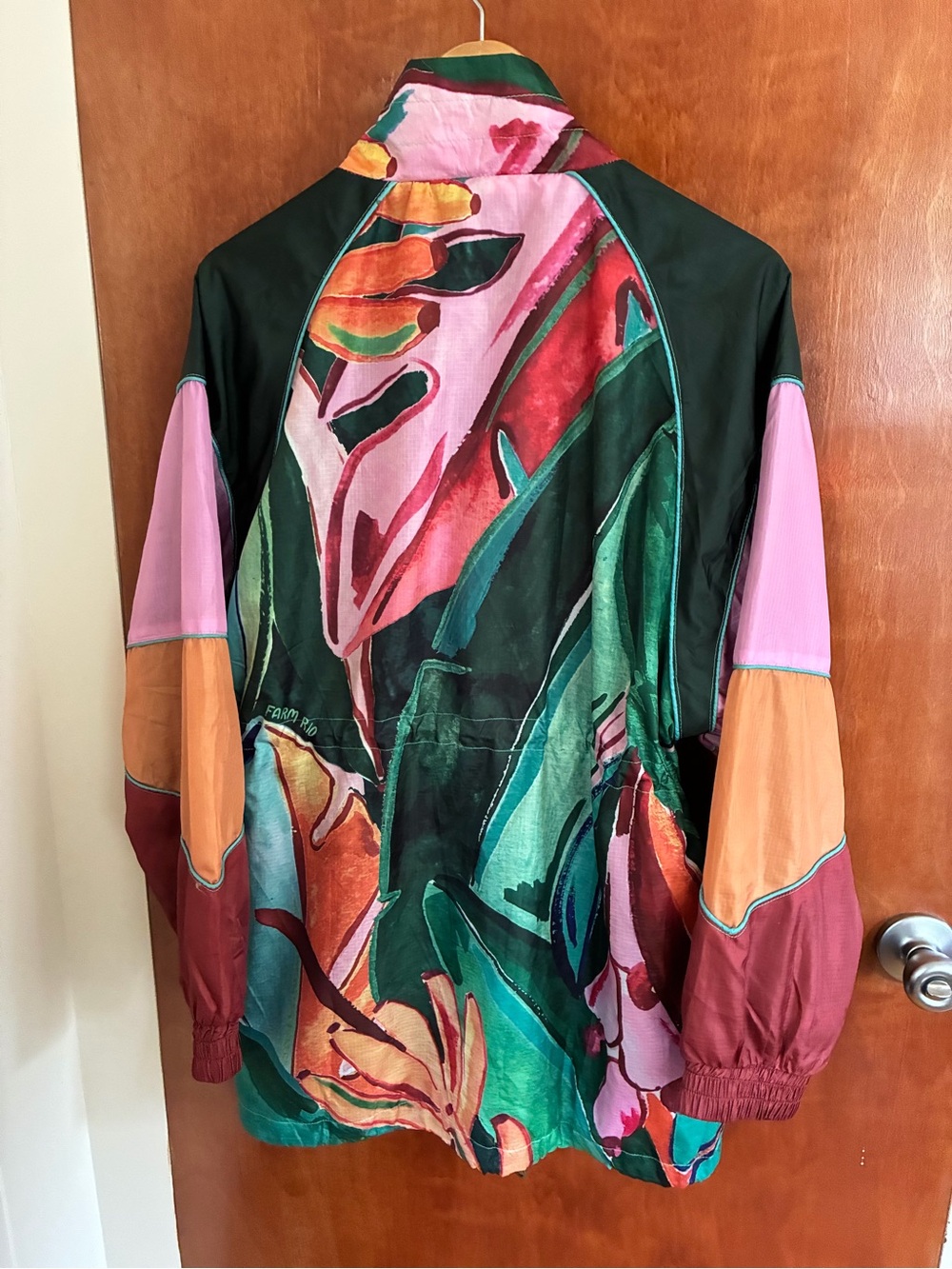 FARM Rio Multicolor Tropical Patchwork Windbreaker - Picture 3 of 4